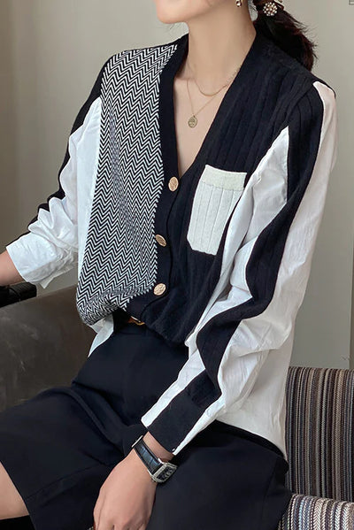 Layla | Gestreifte Strickjacke mit V-Ausschnitt