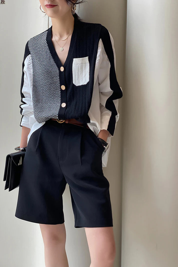 Layla | Gestreifte Strickjacke mit V-Ausschnitt