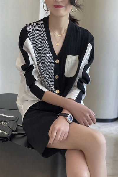 Layla | Gestreifte Strickjacke mit V-Ausschnitt