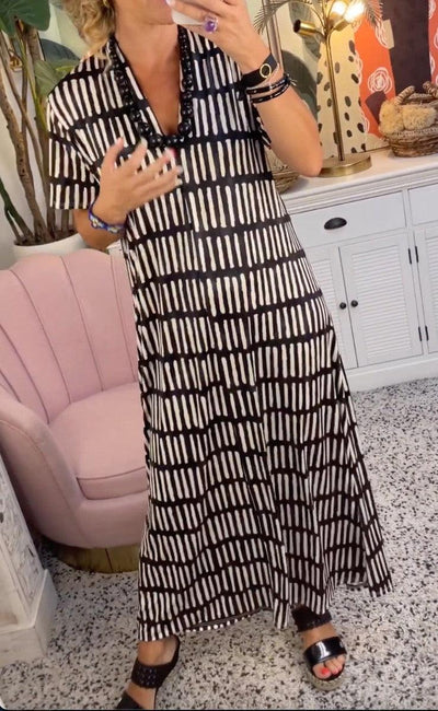 Sarah | Kurzärmeliges Maxikleid