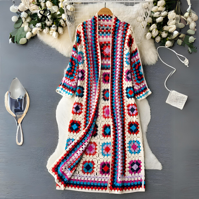 Emily | Buntes langes Strickkleid
