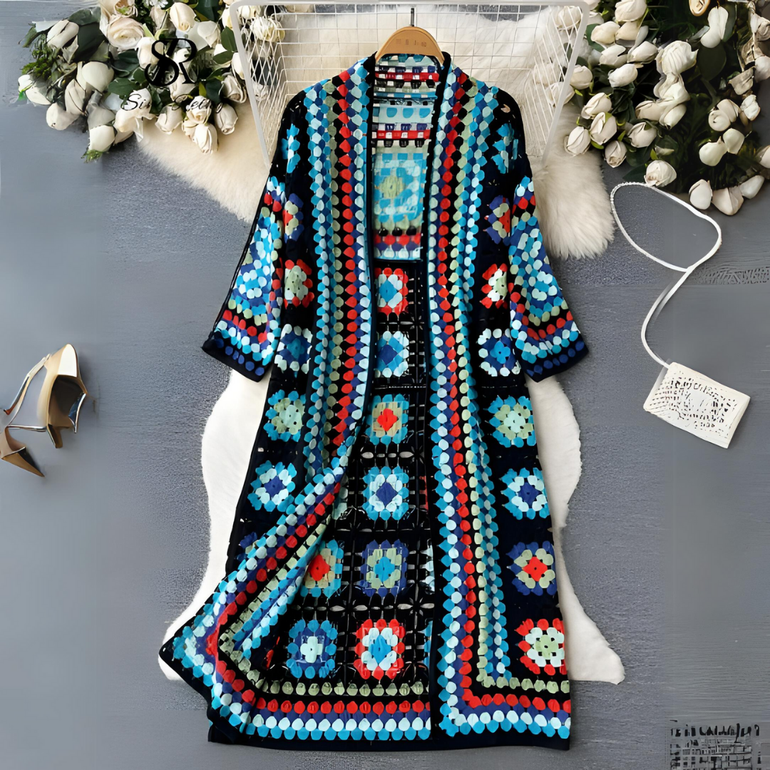 Emily | Buntes langes Strickkleid