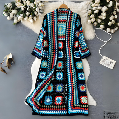 Emily | Buntes langes Strickkleid