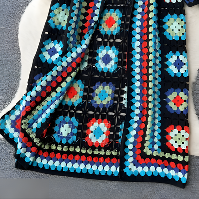 Emily | Buntes langes Strickkleid