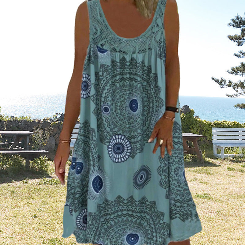 Emilia | O-Ring Ärmelloses Kleid mit Druck