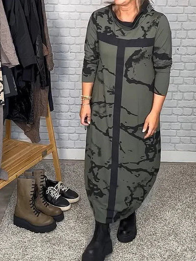 Aria | Langärmeliges Kleid mit Retro-Muster