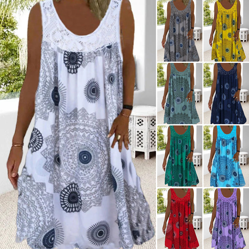 Emilia | O-Ring Ärmelloses Kleid mit Druck
