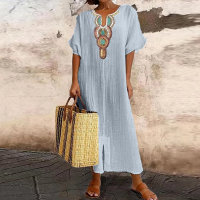 Eva | Halbe Ärmel Maxikleid