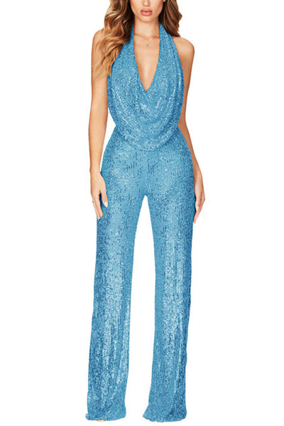 Vanessa | Drapierter Ausschnitt Weites Bein Jumpsuit
