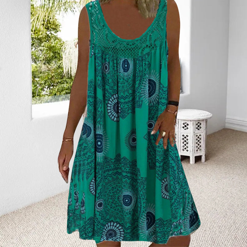 Emilia | O-Ring Ärmelloses Kleid mit Druck