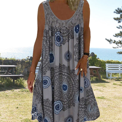 Emilia | O-Ring Ärmelloses Kleid mit Druck