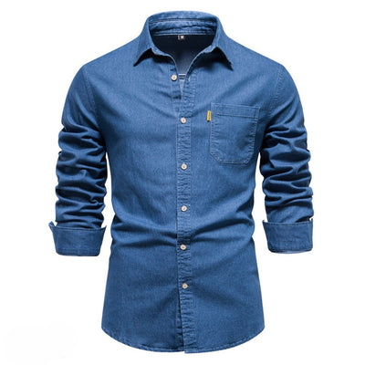 Liam | Denim Langarmhemd mit Tasche