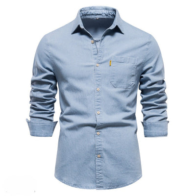 Liam | Denim Langarmhemd mit Tasche