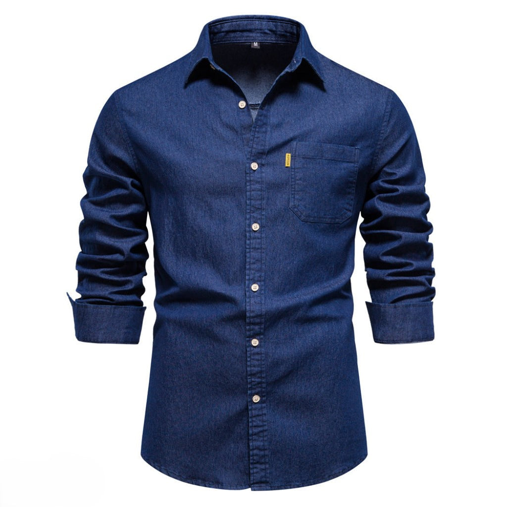 Liam | Denim Langarmhemd mit Tasche