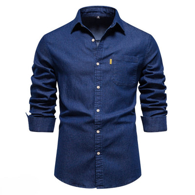 Liam | Denim Langarmhemd mit Tasche